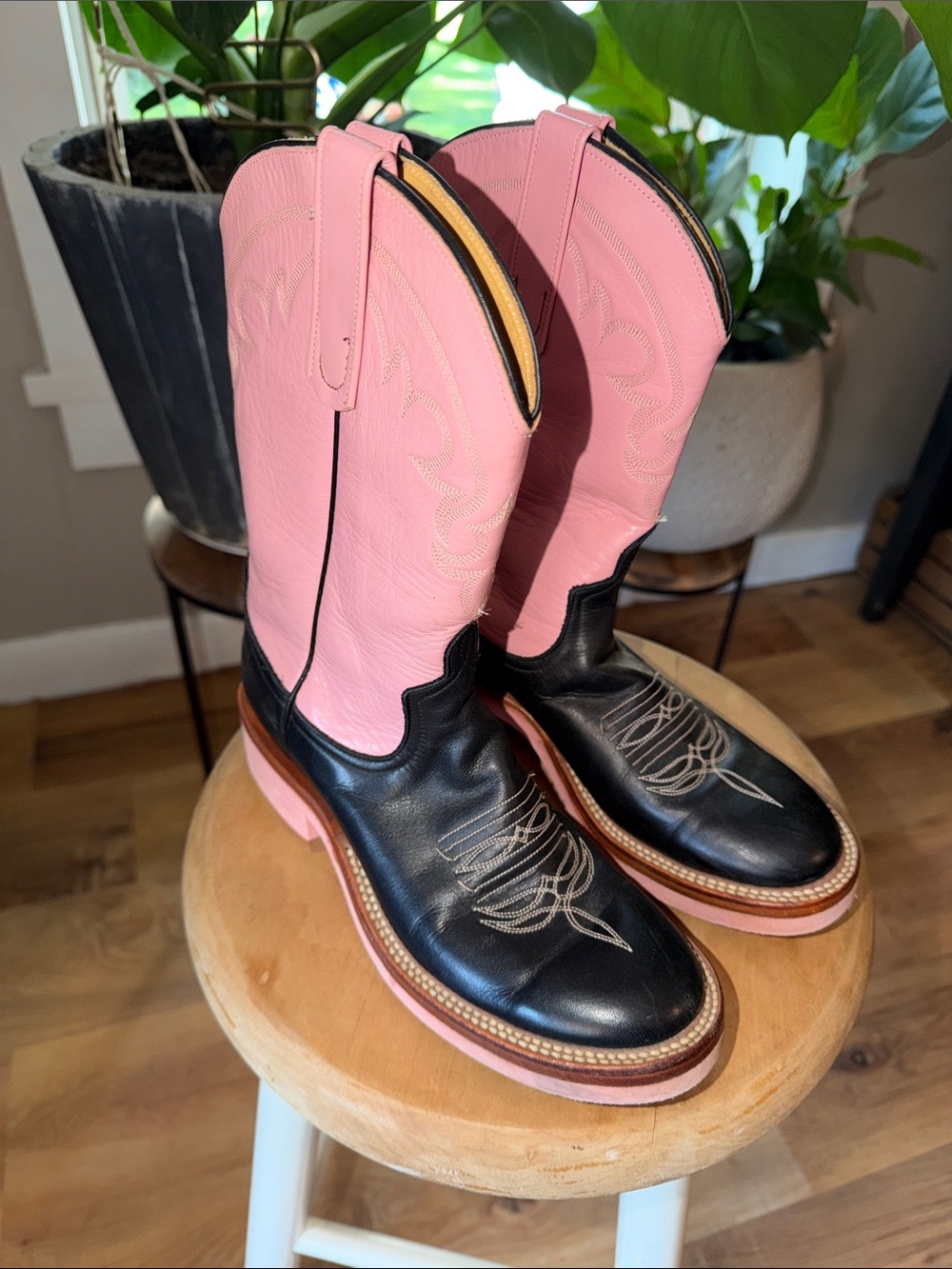 Anderson Bean Boot Company Rare Pink and Black Women's Western Boots